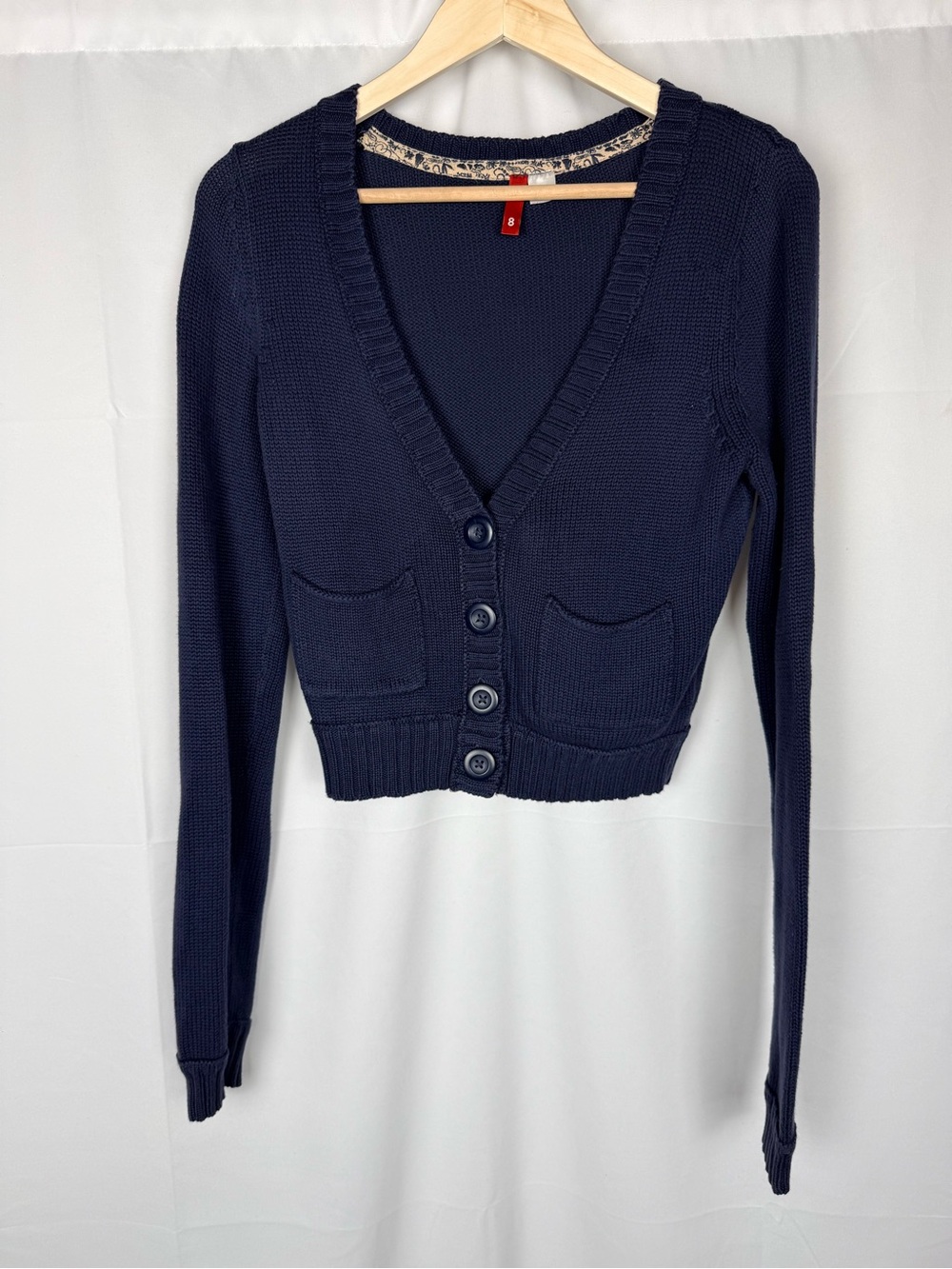 Divided Navy Cropped V-Neck Button Cardigan